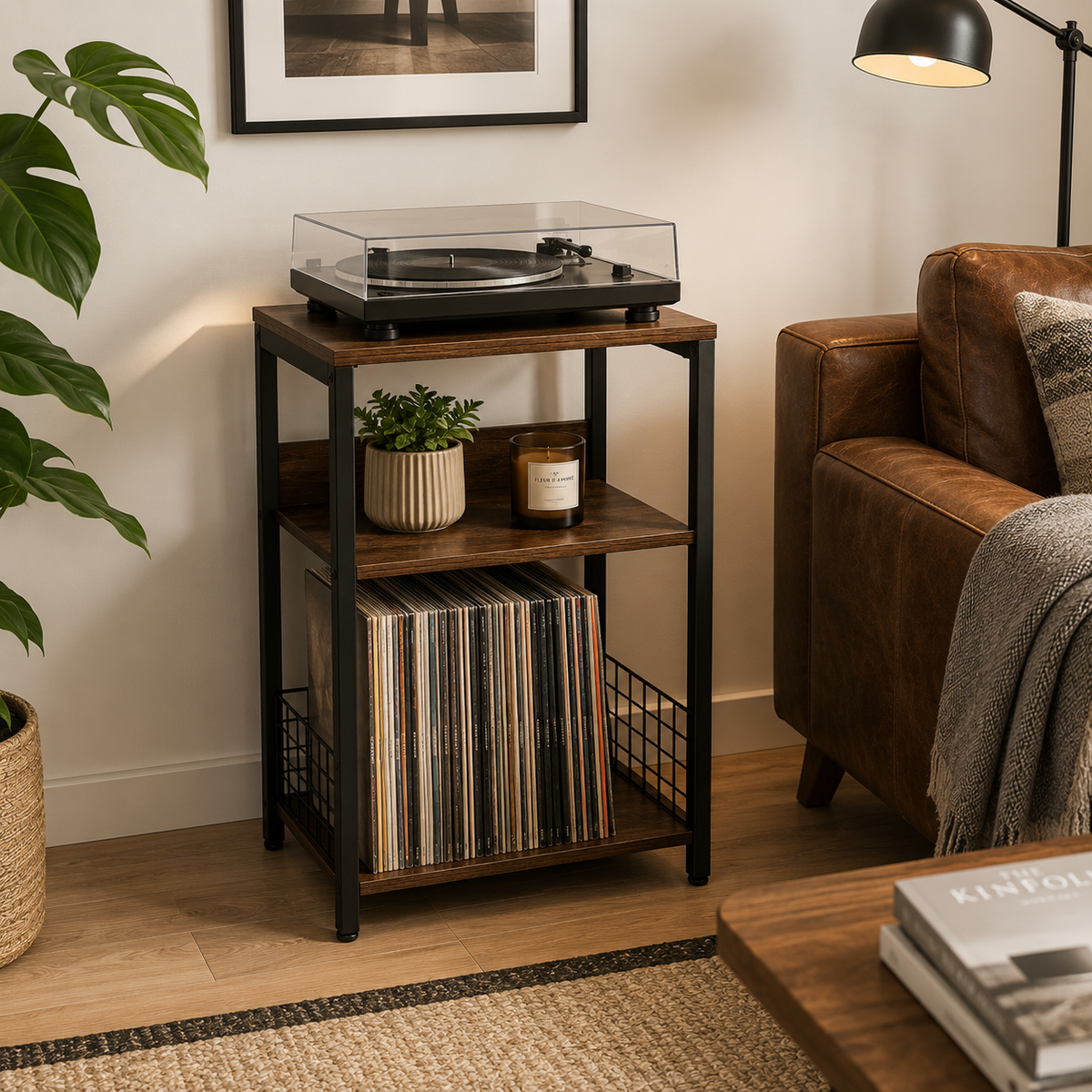 Meuble vinyle avec rangement MILO