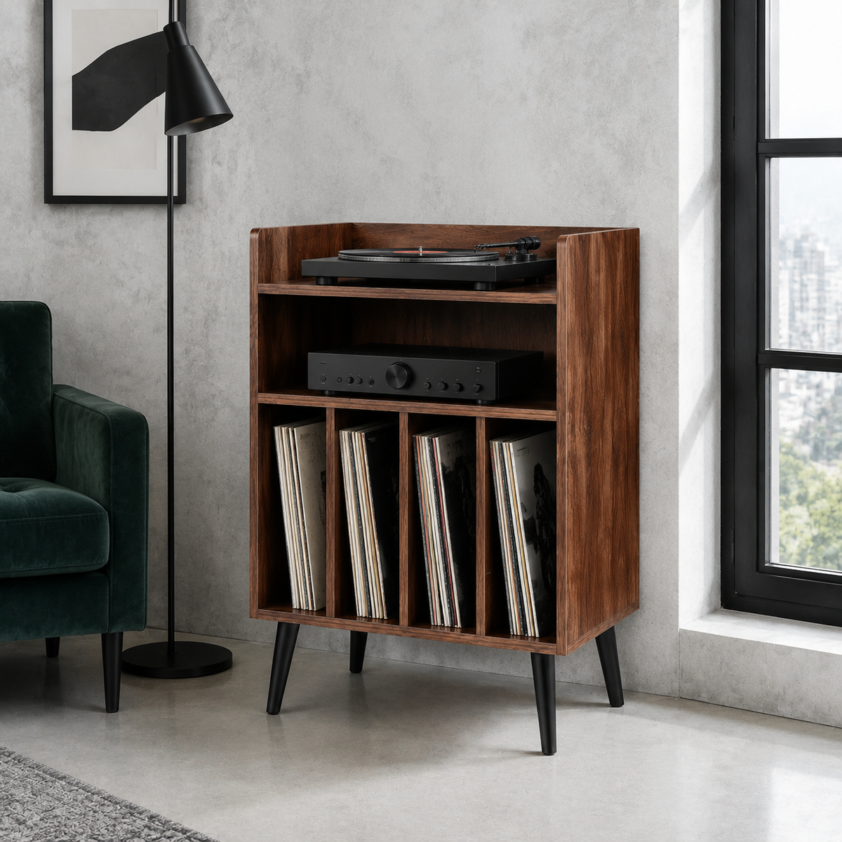 Meuble vinyle avec rangements OSLO